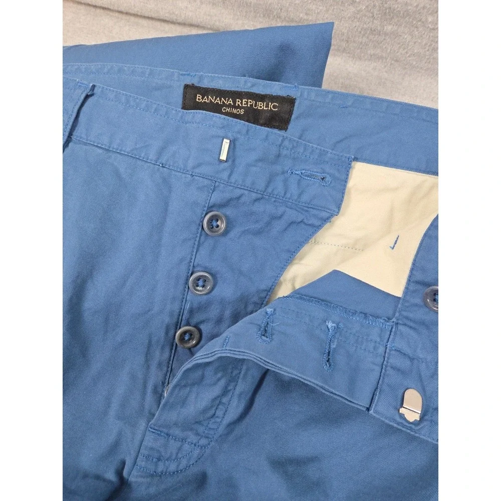 Banana Republic‎ Vintage 2001 Chino Pants 36x30 Royal Blue Wide Leg Button Fly